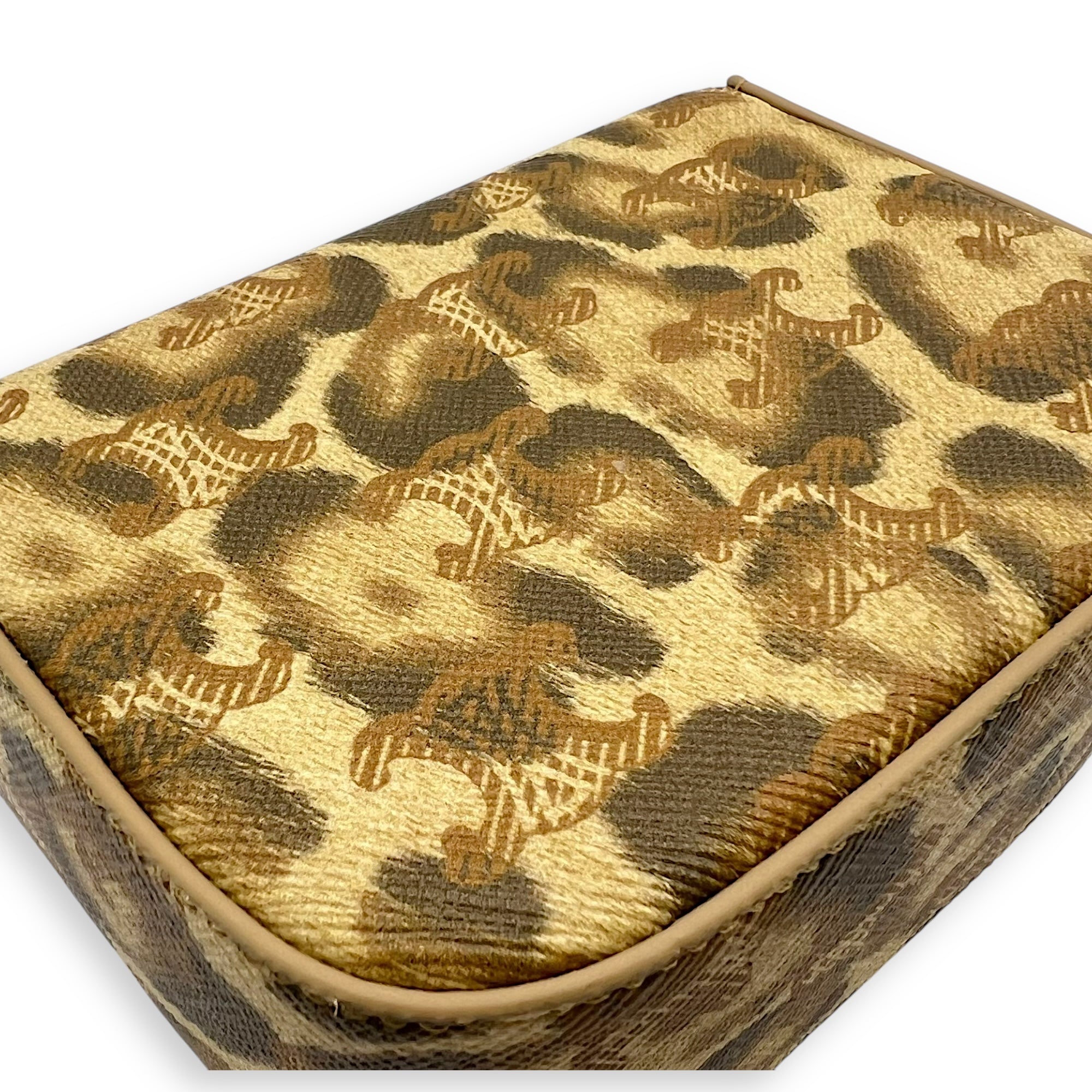 Celine Claude Mini Brown Crossbody Bag in Coated Canvas, Gold hardware_9