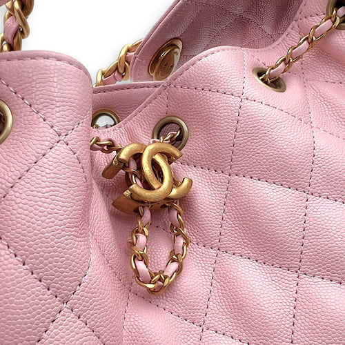 Chanel C25 Small Pink Shoulder Bag in Caviar Leather, Gold hardware_10
