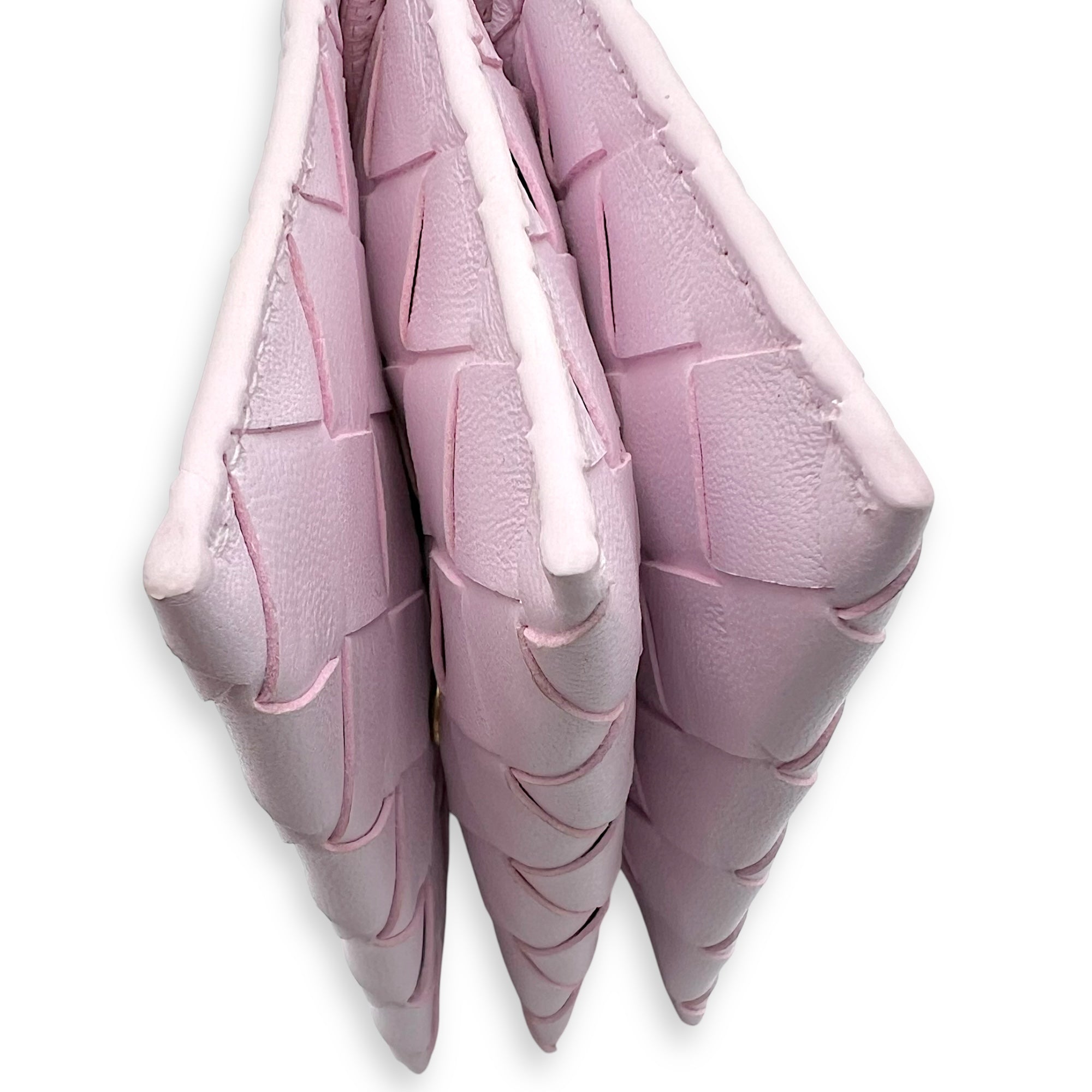 Bottega Veneta Intrecciato Pink Wallet in Lambskin, Gold hardware_9