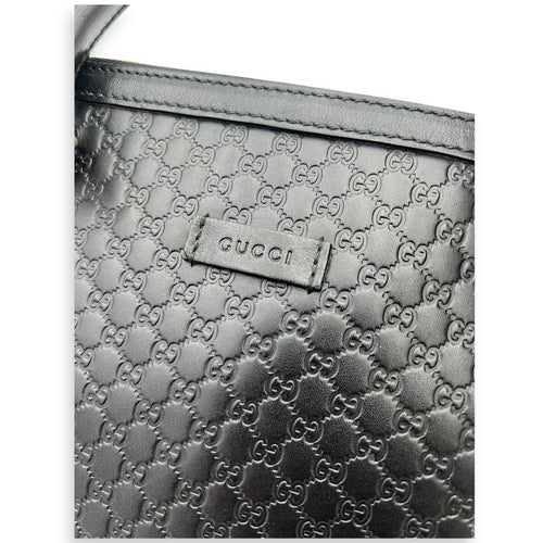 Gucci GG Tote Bag Black in Guccissima Leather, Gold hardware_5
