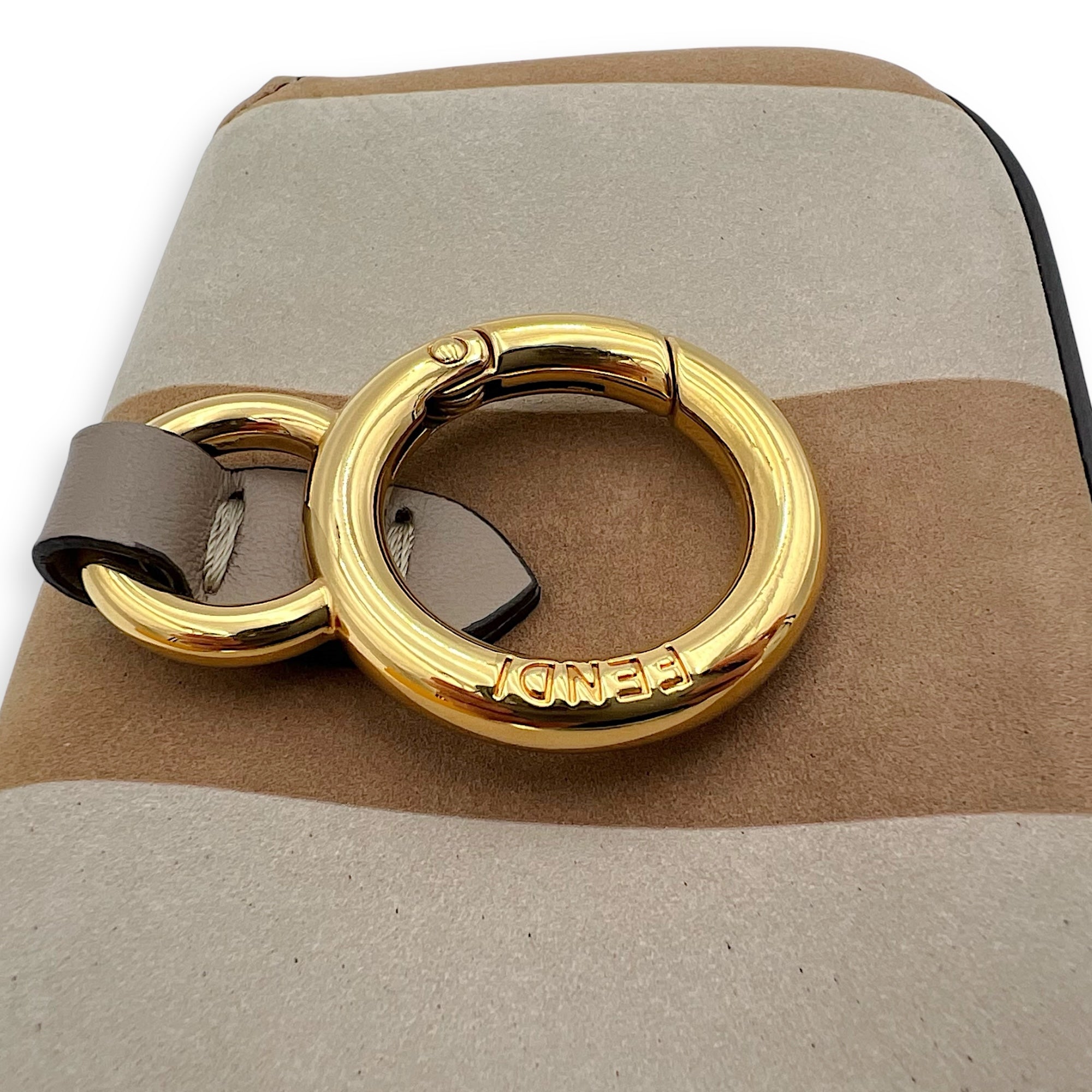 Fendi Baguette Nano Brown Crossbody Bag in Suede Leather, Gold hardware_9