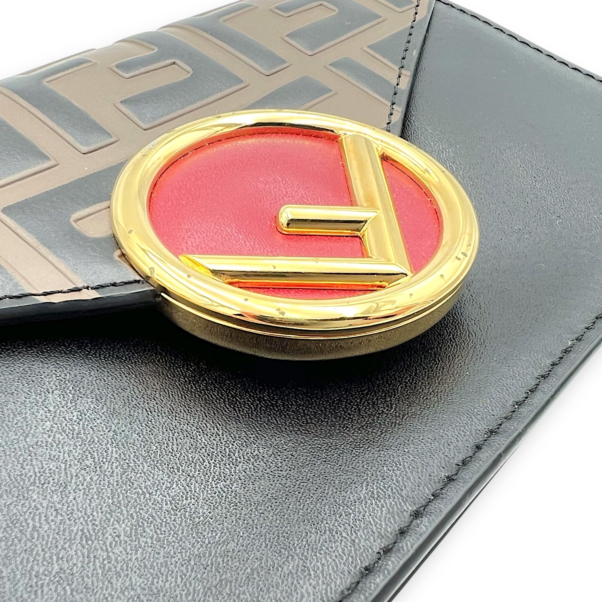 Fendi Zucca Wallet On Chain Multi-colour in Calfskin, Gold hardware_9