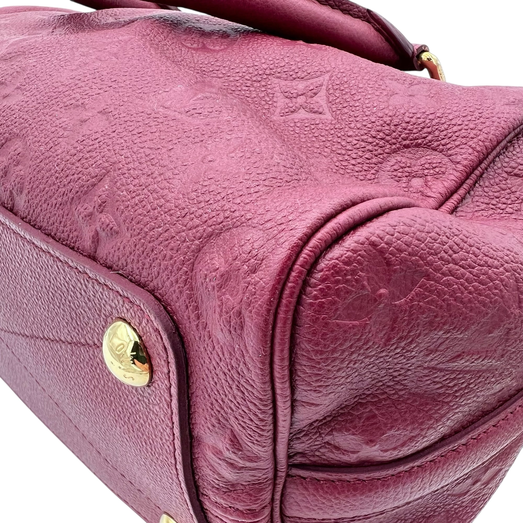Louis Vuitton Speedy Bandouliere Top Handle Bag Red in Monogram Empreinte Leather, Gold hardware_9