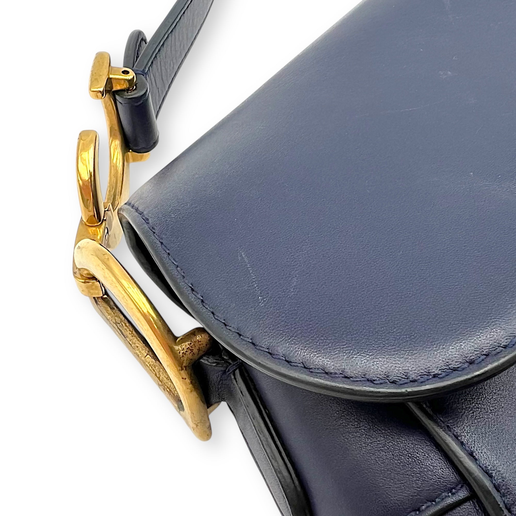 Dior Saddle Shoulder Bag Blue in Calfskin, Gold hardware_8