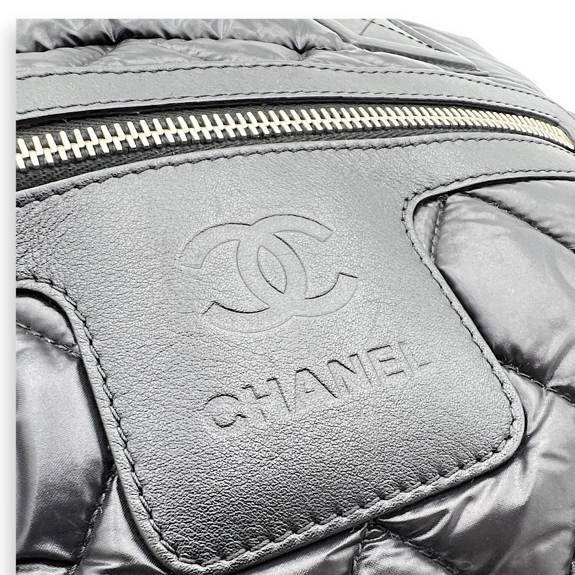 Chanel Coco Cocoon Tote Bag Black in Nylon, Silver hardware_8