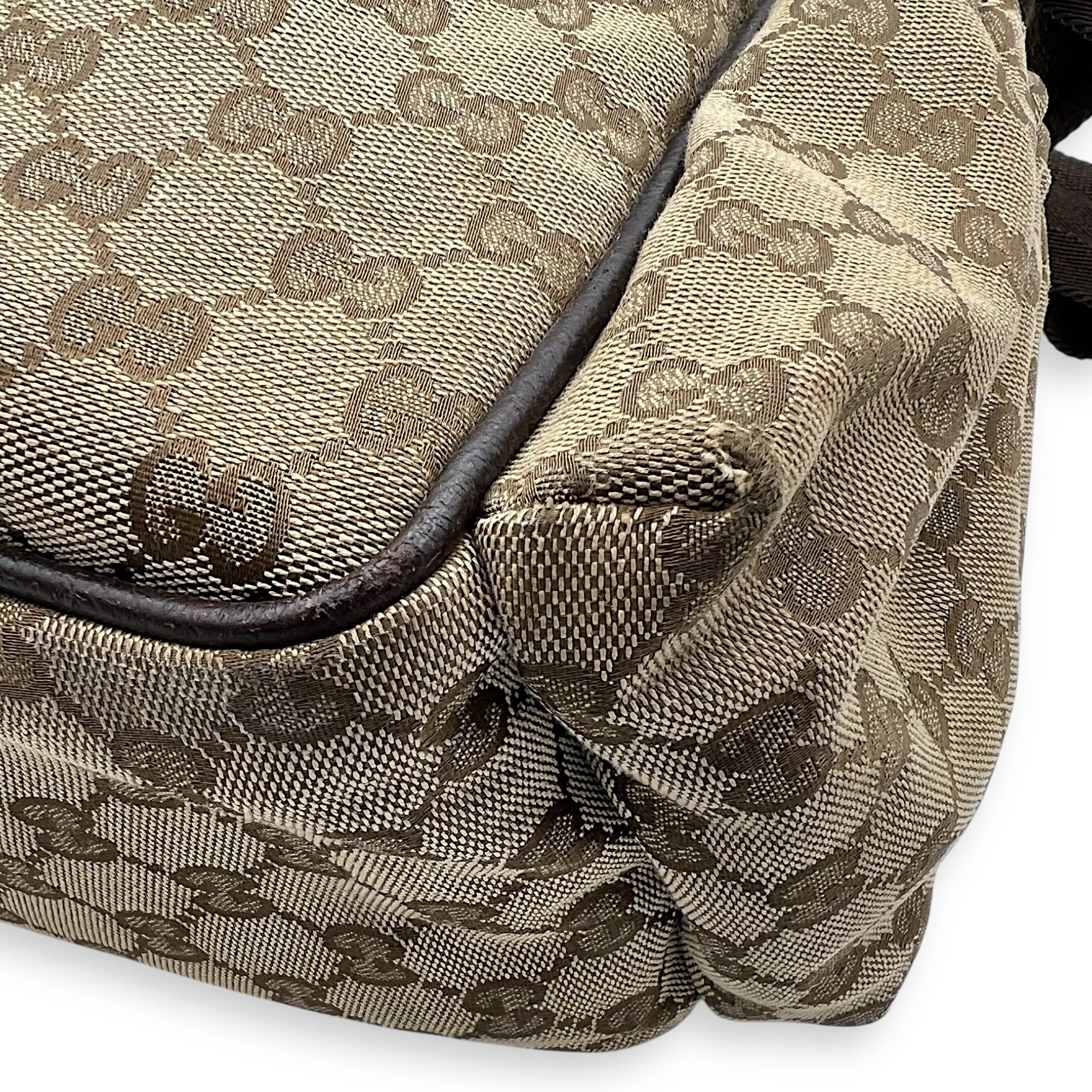 Gucci GG Shoulder Bag Brown in Canvas, Silver hardware_9