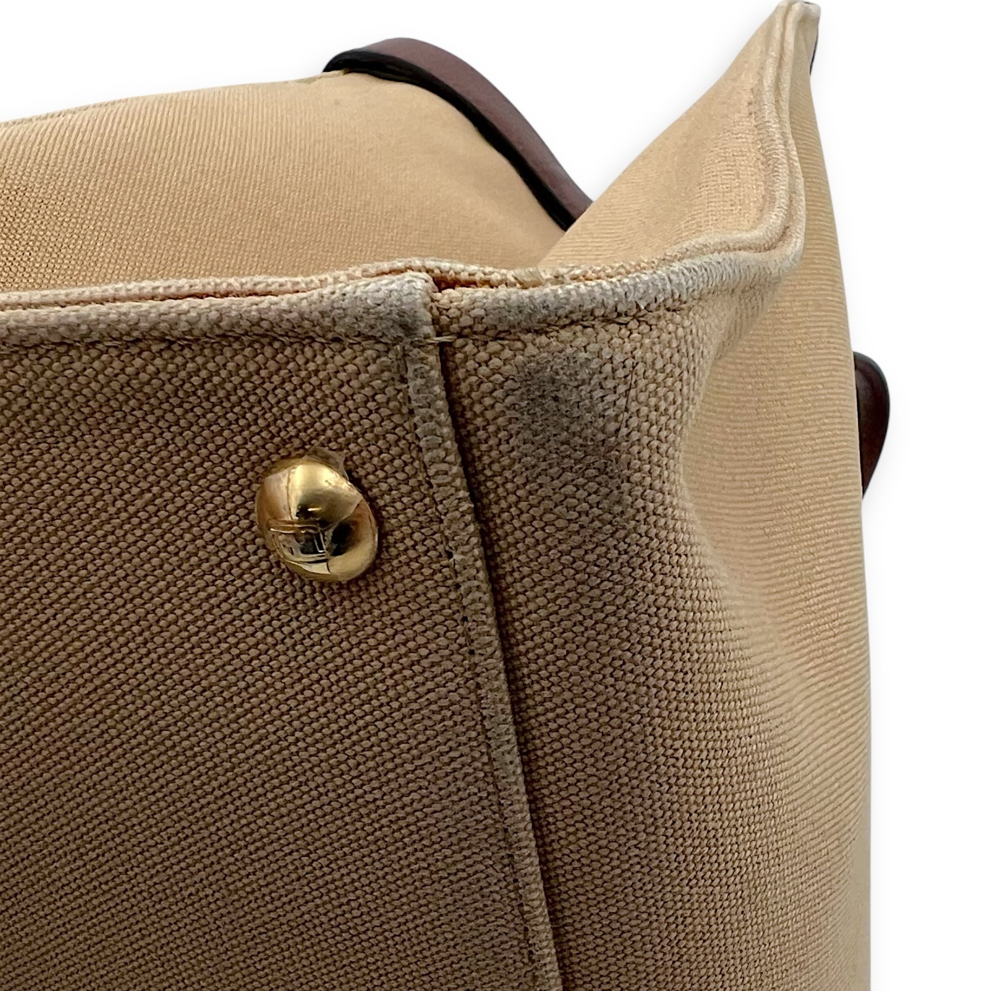 Fendi Peekaboo Brown Top Handle Bag in Canvas, Gold hardware_9