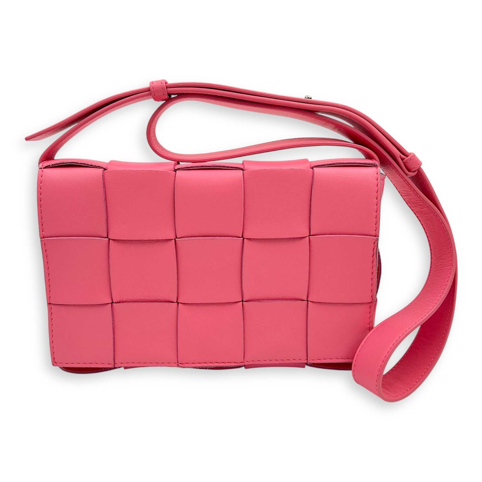 Bottega Veneta Cassette Pink Crossbody Bag in Calfskin_7