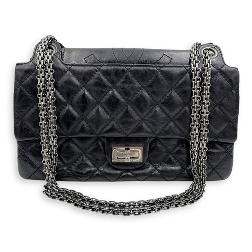 Chanel Double Vintage 2.55 Black Shoulder Bag in Calfskin, Ruthenium hardware_7