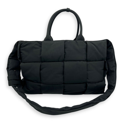 Bottega Veneta Arco Black Tote Bag in Nylon, Gold hardware_9