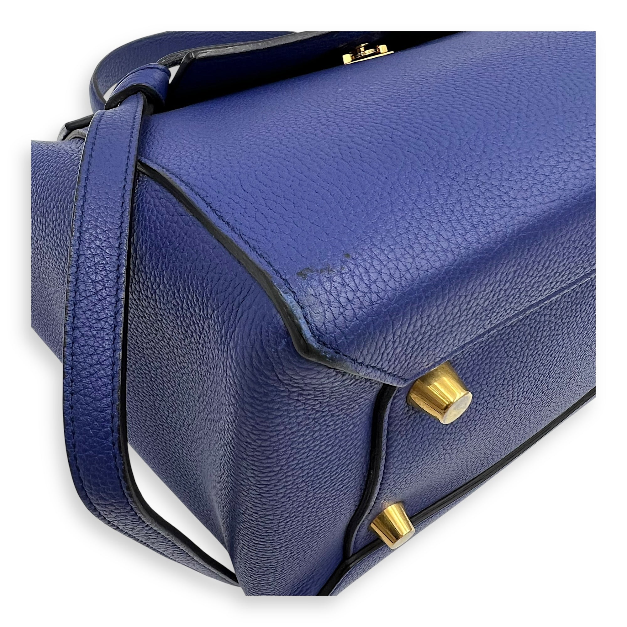 Celine Belt Bag Top Handle Bag Blue in Calfskin, Gold hardware_1