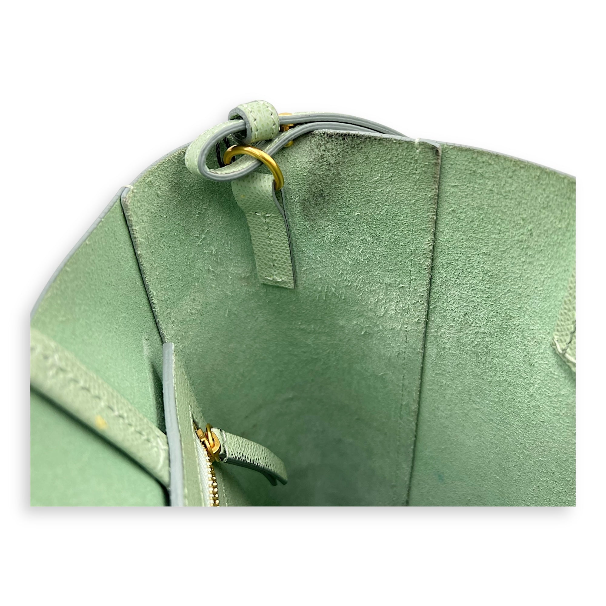 Celine 2 way bag Tote Bag Green in Calfskin, Gold hardware_7
