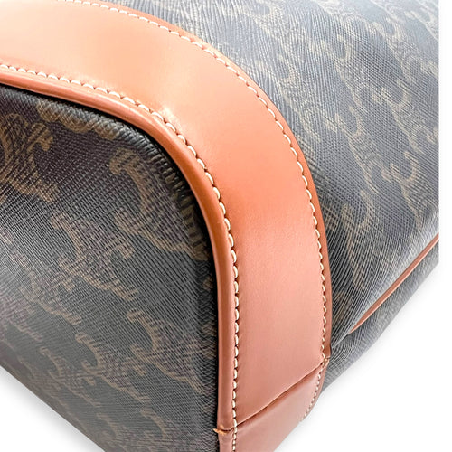 Celine Triomphe Tote Bag Brown in Coated Canvas, Gold hardware_9