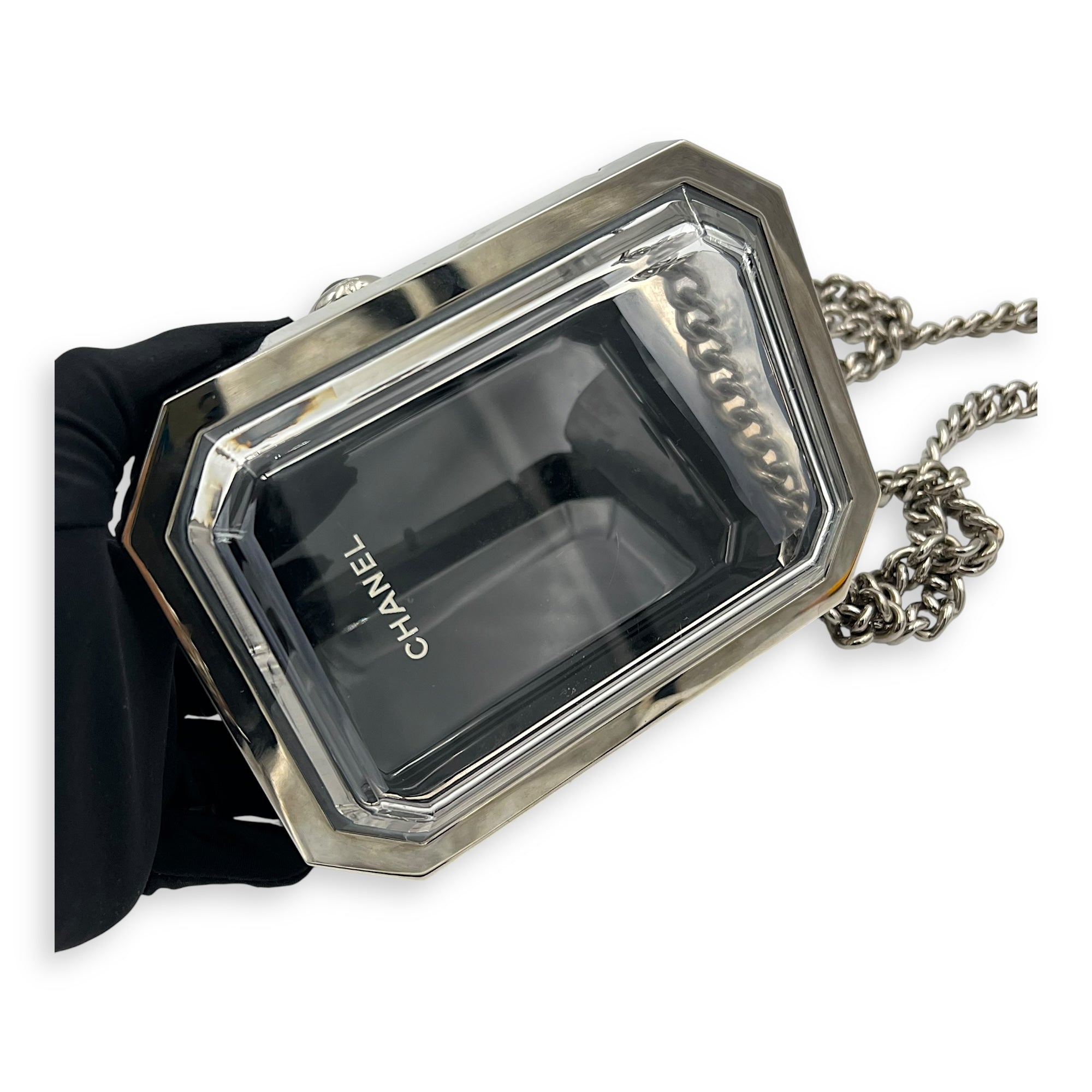Chanel Minaudiere Plexiglass Vanity Crossbody Bag Black in Others, Silver hardware_9