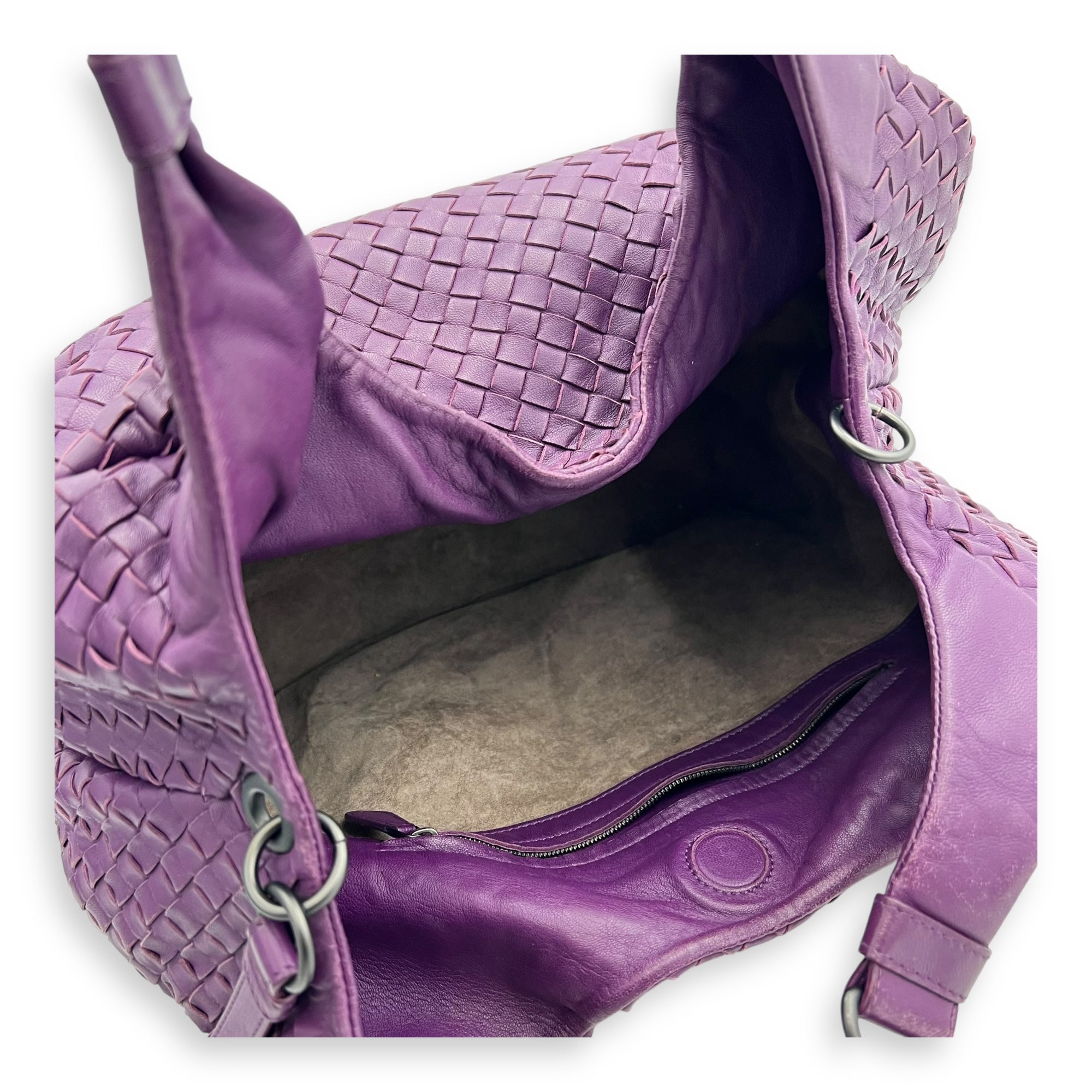 Bottega Veneta Intrecciato Hobo Purple in Nappa Leather, Gunmetal hardware_9