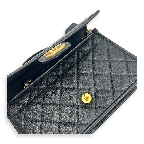 Chanel CC Quilted Top Handle Bag Black in Calfskin, Gold hardware_9