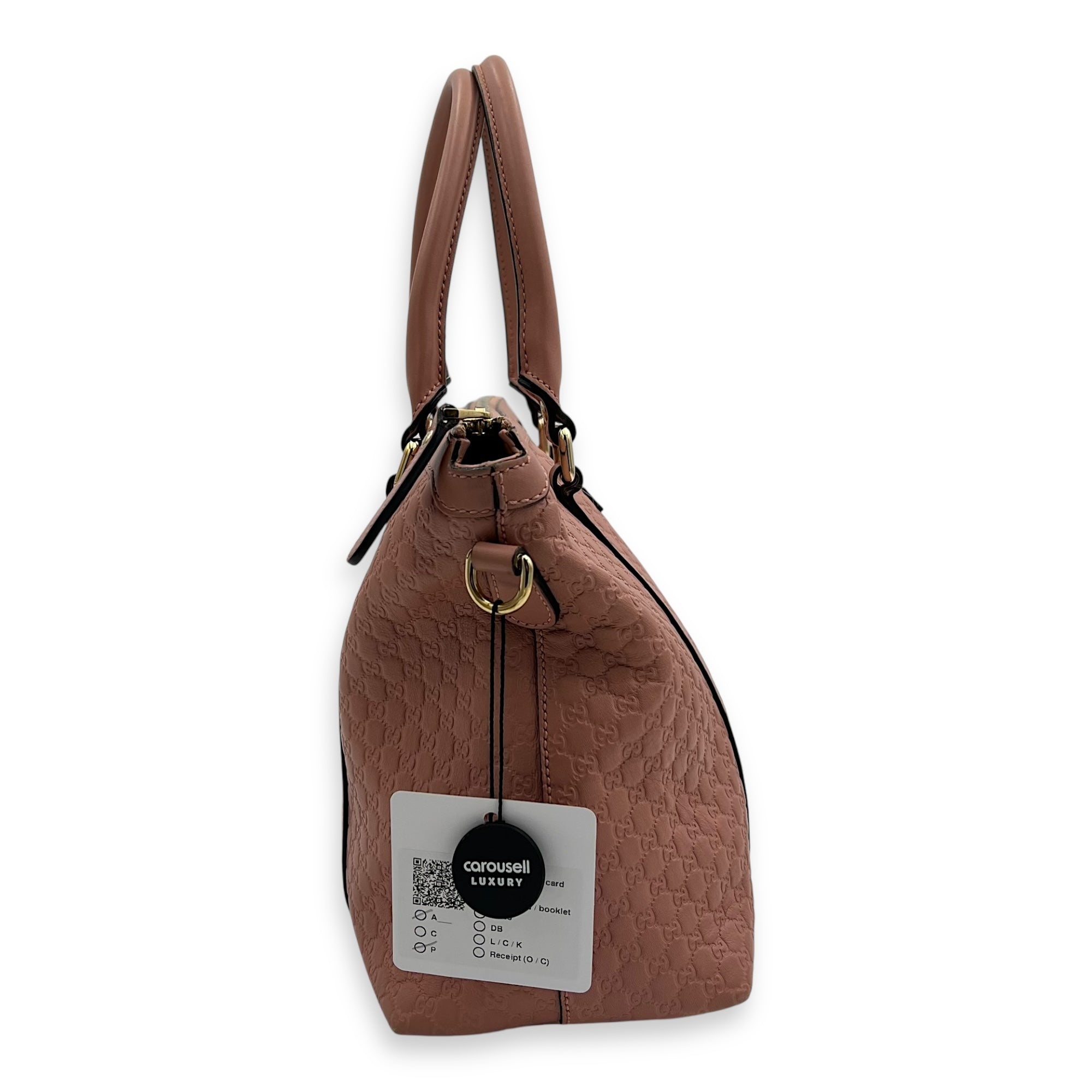 Gucci Microguccissima Tote Bag Pink in Guccissima Leather, Gold hardware_4