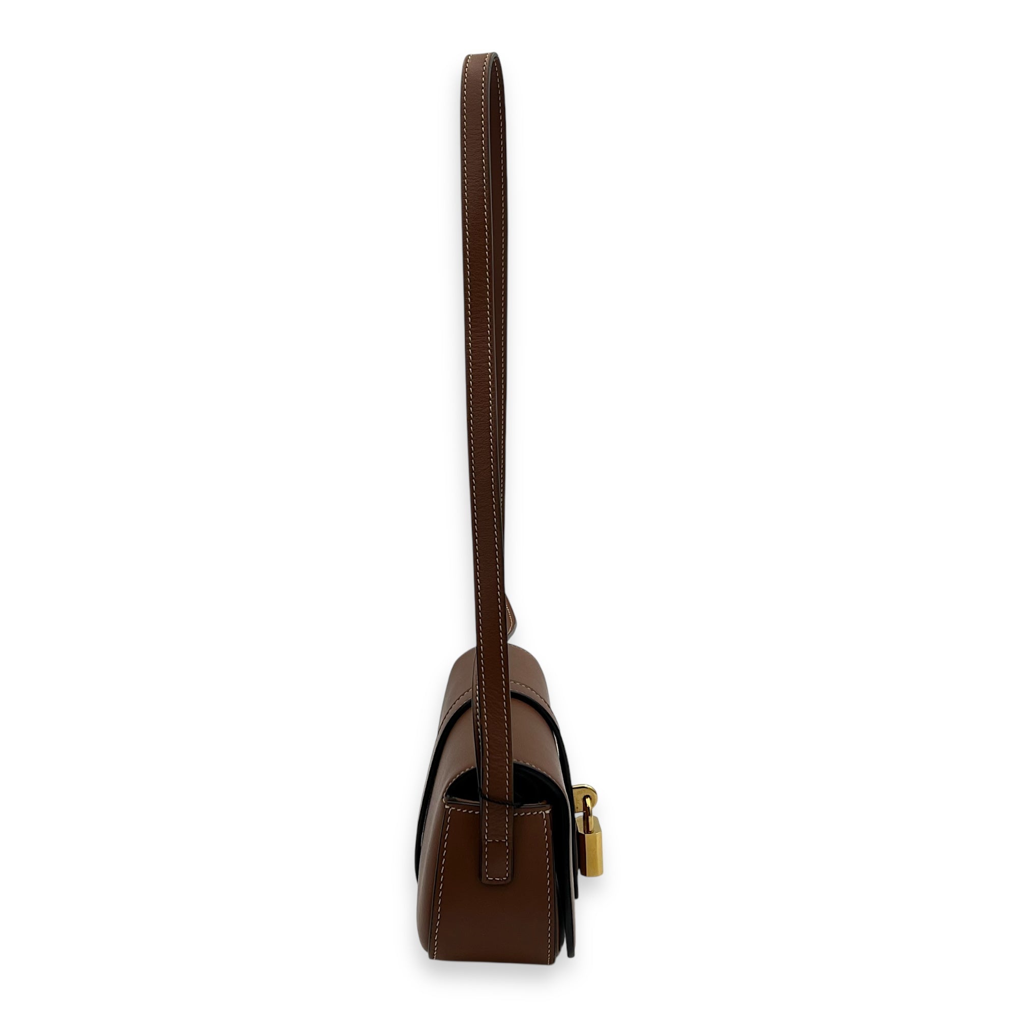 Celine Tabou Shoulder Bag Brown in Calfskin, Gold hardware_4