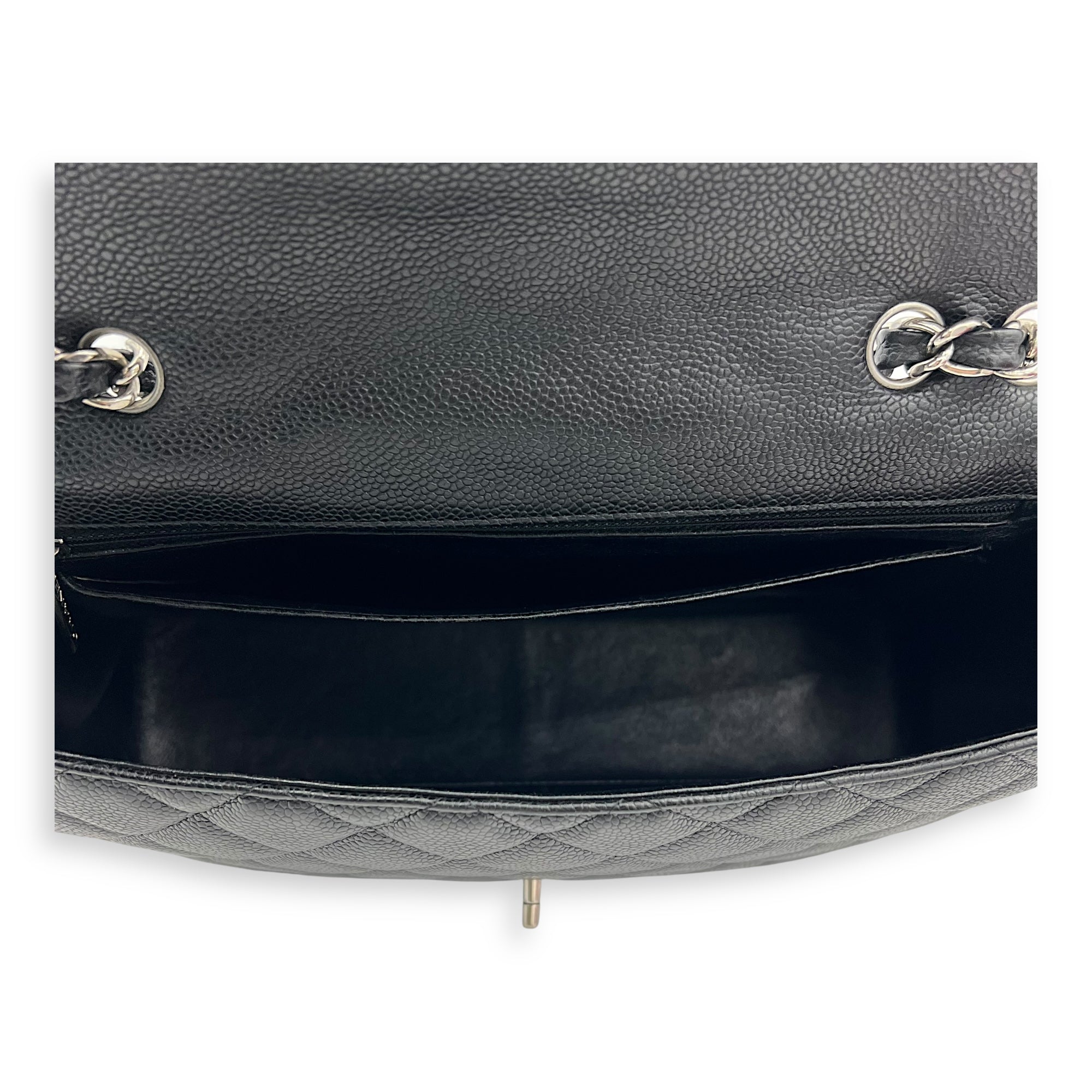 Chanel Classic Shoulder Bag Black in Caviar Leather, Silver hardware_6