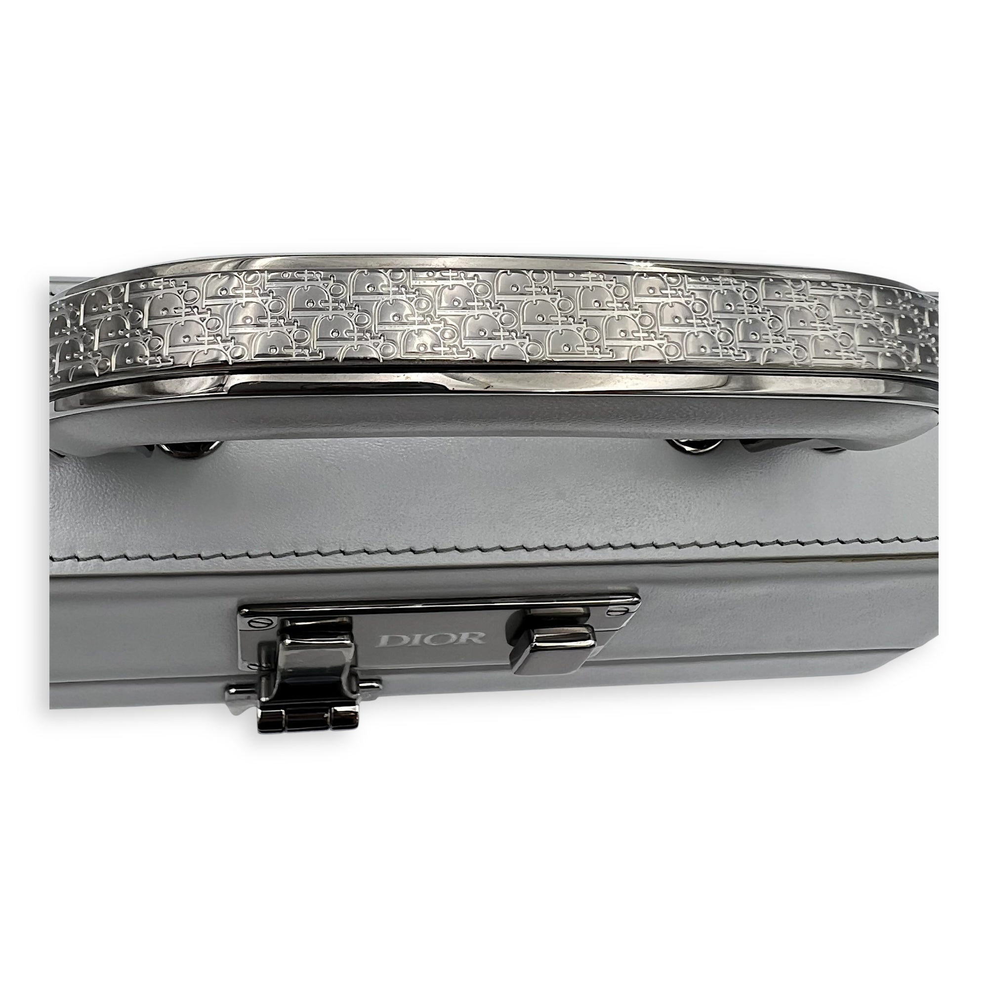 Dior Kenny Scharf Vanity Top Handle Bag Grey in Calfskin, Silver hardware_5