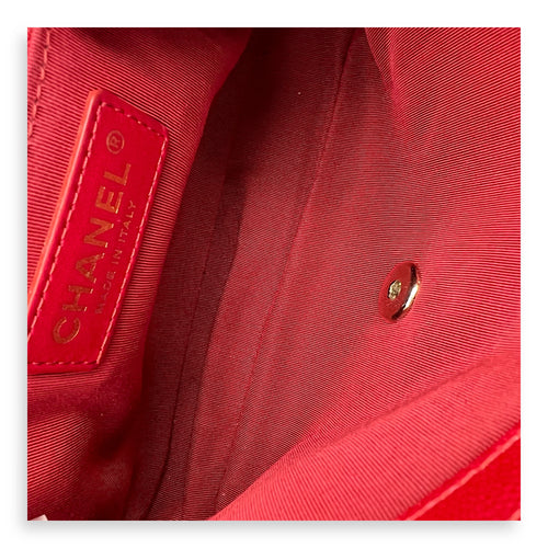 Chanel CC Flap Shoulder Bag Red in Calfskin, Gold hardware_3