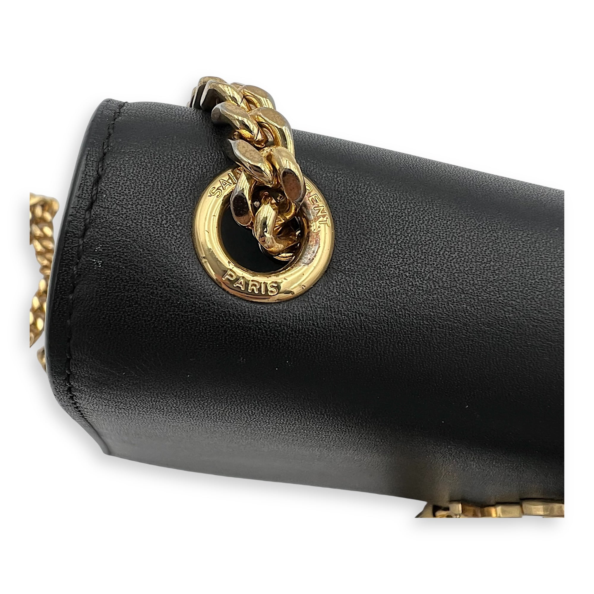 Saint Laurent Kate Crossbody Bag Black in Calfskin, Gold hardware_1