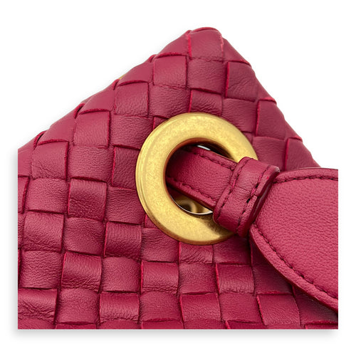 Bottega Veneta Intrecciato Top Handle Bag Red in Calfskin, Gold hardware_2