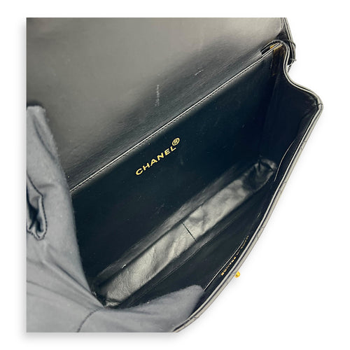Chanel Vintage Double Face Flap Top Handle Bag Black in Calfskin, Gold hardware_9
