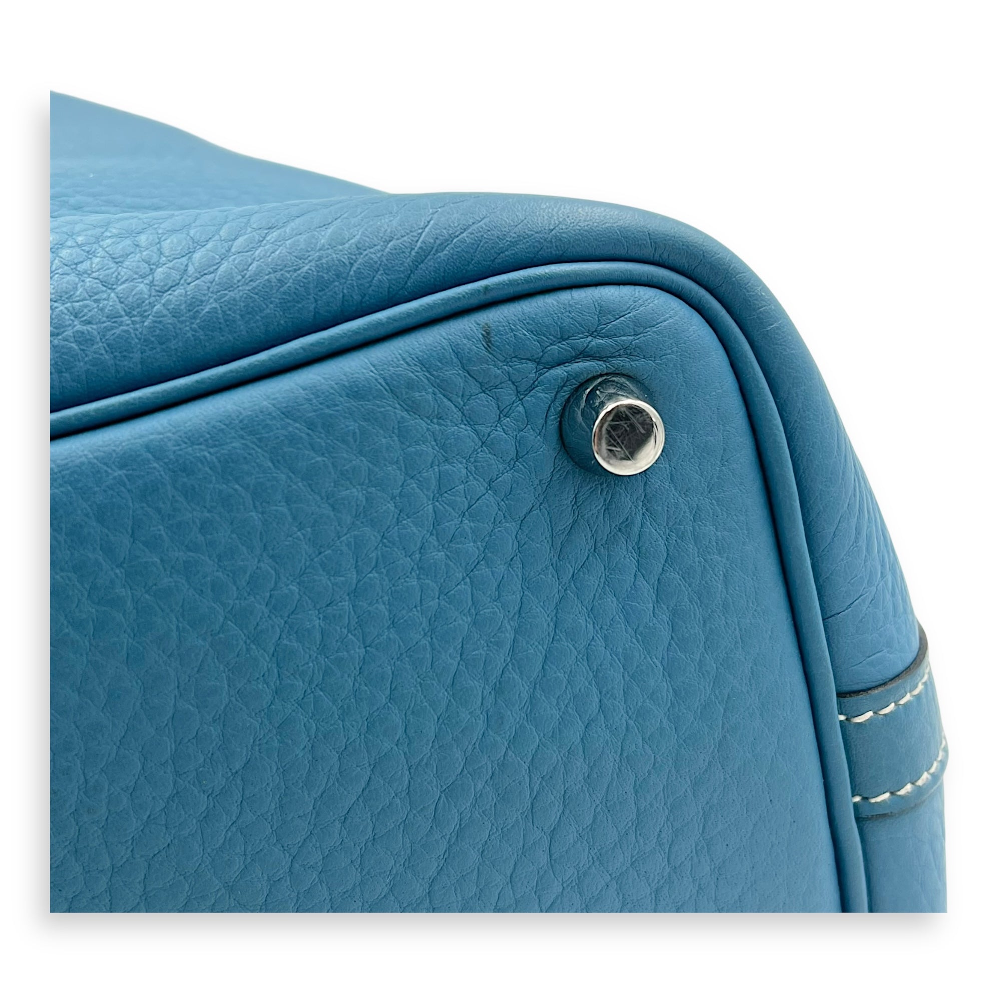 Hermès Picotin 18 Blue Jean Top Handle Bag in Clemence, Palladium hardware_7