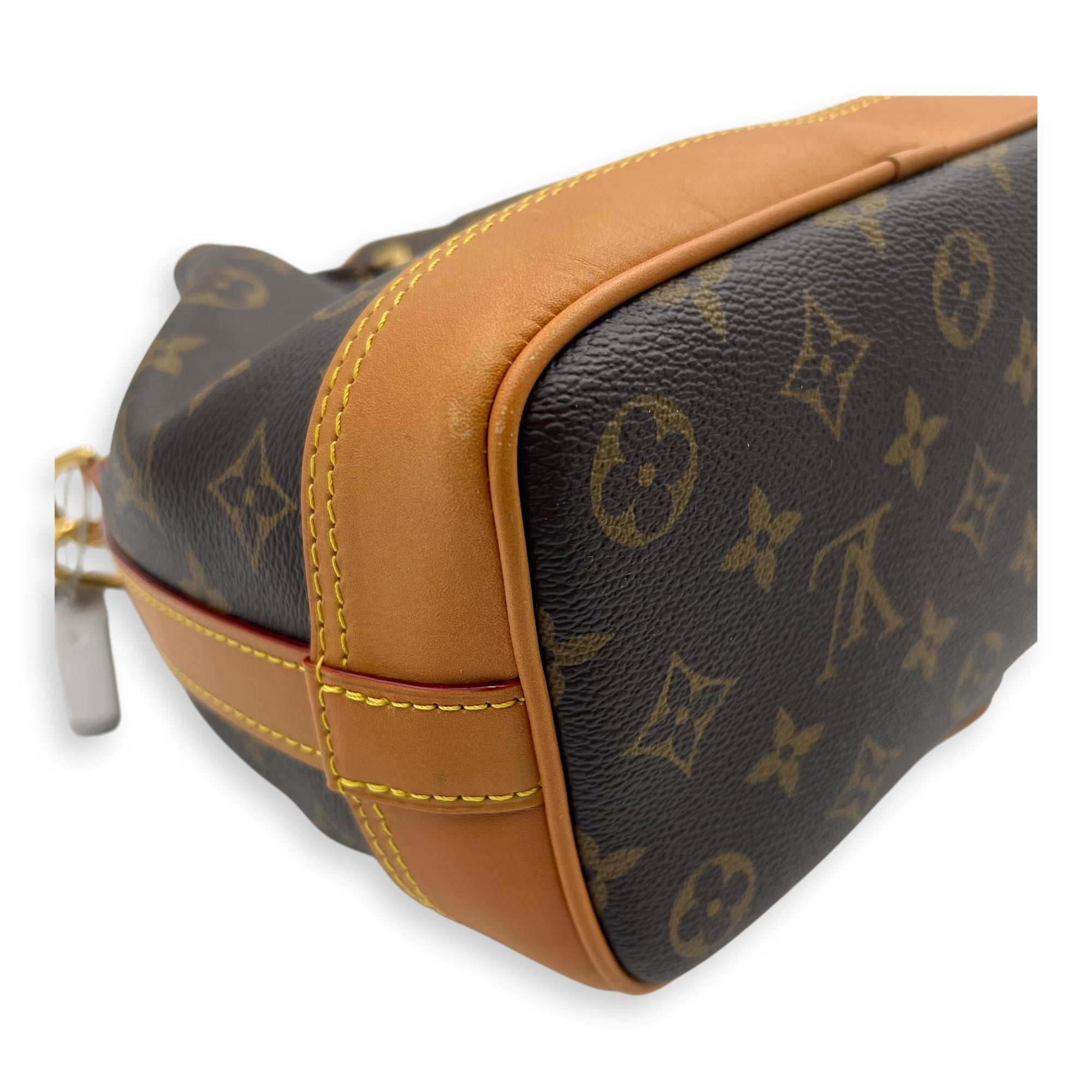 Louis Vuitton Noe Cargo Crossbody Bag Brown in Monogram Coated Canvas, Gold hardware_11