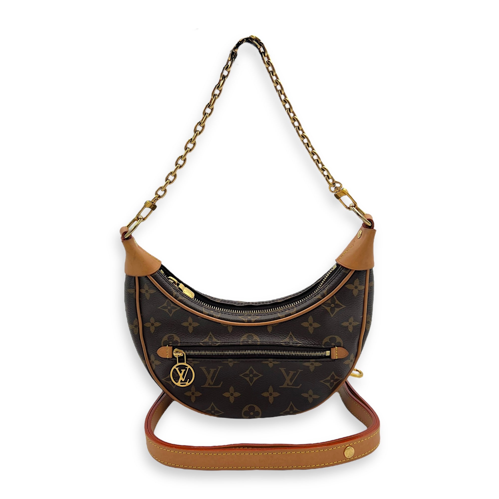 Louis Vuitton Looping Shoulder Bag Brown in Monogram Coated Canvas, Gold hardware_7
