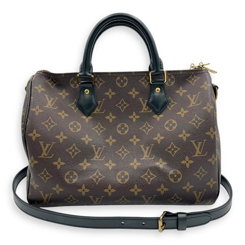 Louis Vuitton Speedy Bandouliere Top Handle Bag 30 Brown in Monogram Coated Canvas, Gold hardware_7