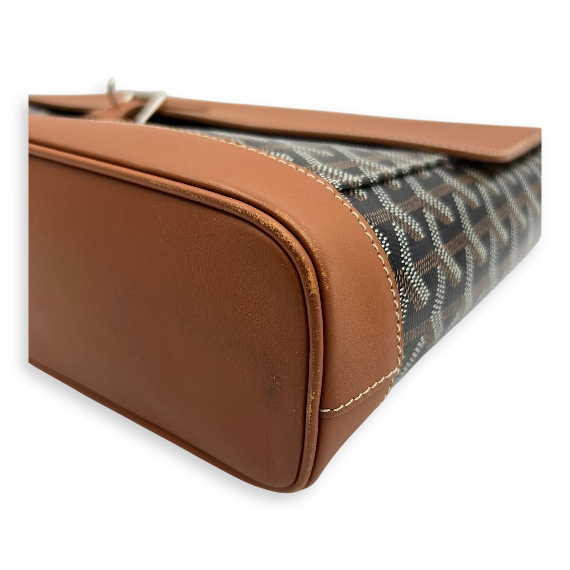 Goyard Citadine PM Brown Top Handle Bag in Coated Canvas, Silver hardware_9