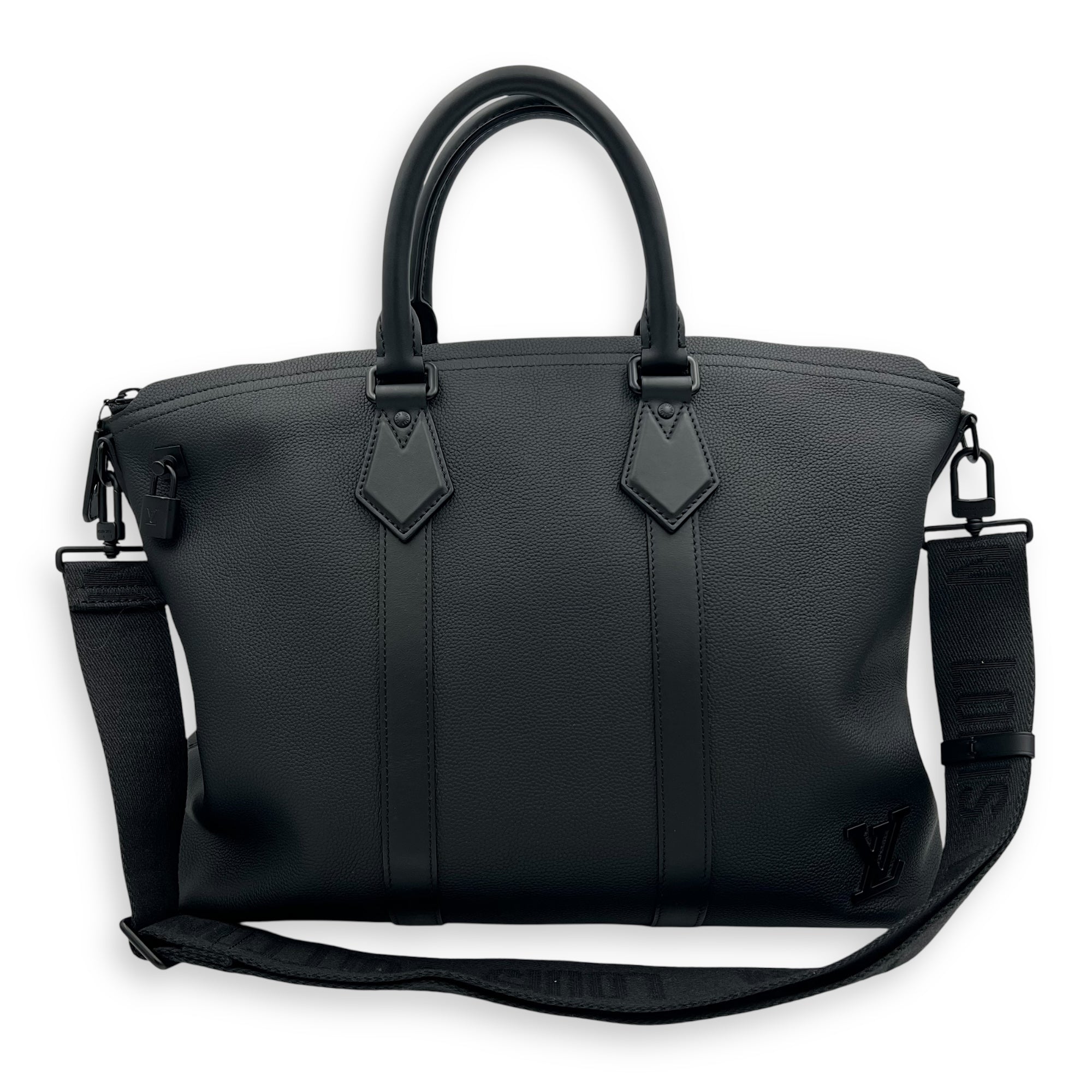 Louis Vuitton Lock It Black Top Handle Bag in Taurillon Leather, Lacquered Metal hardware_3