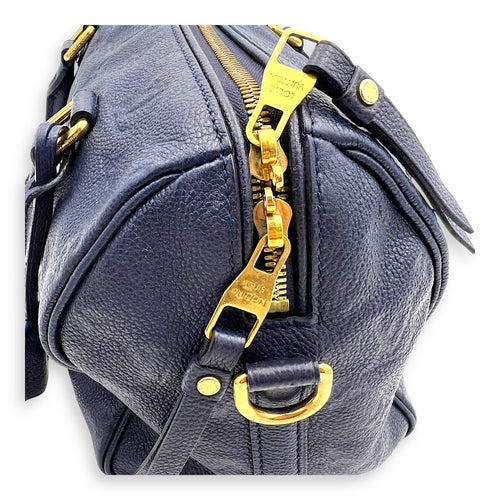 Louis Vuitton Speedy Bandouliere Top Handle Bag Blue in Empreinte Leather, Gold hardware_10