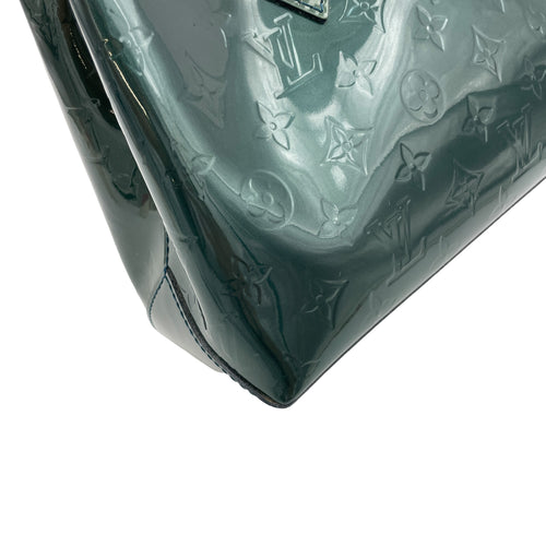 Wilshire PM Green Top Handle Bag in Patent Leather, Gold hardware