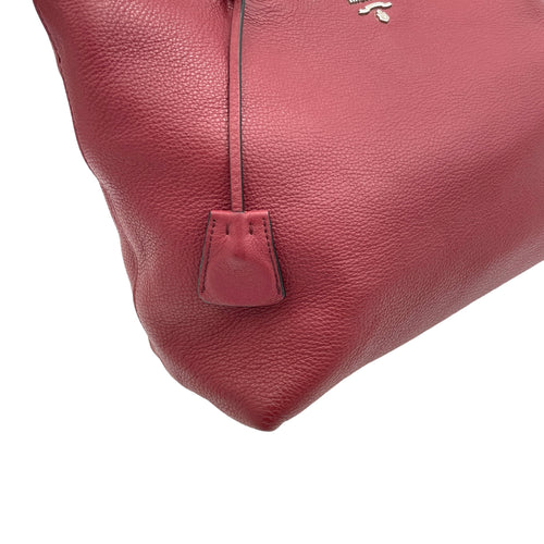 Two-Way Red Top Handle Bag in Calfskin, Sliver hardware