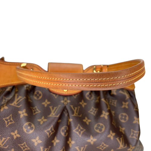 Boetie MM Brown Shoulder Bag in Monogram Coated Canvas, Gold hardware