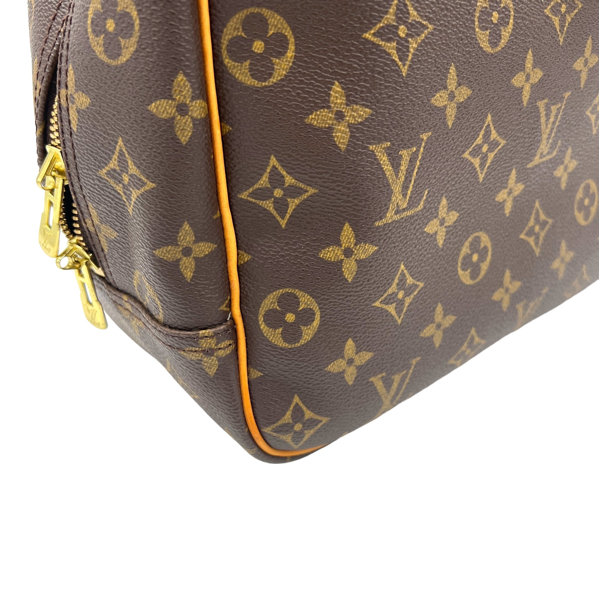 Deauville MM Brown Top Handle Bag in Monogram Coated Canvas, Gold hardware