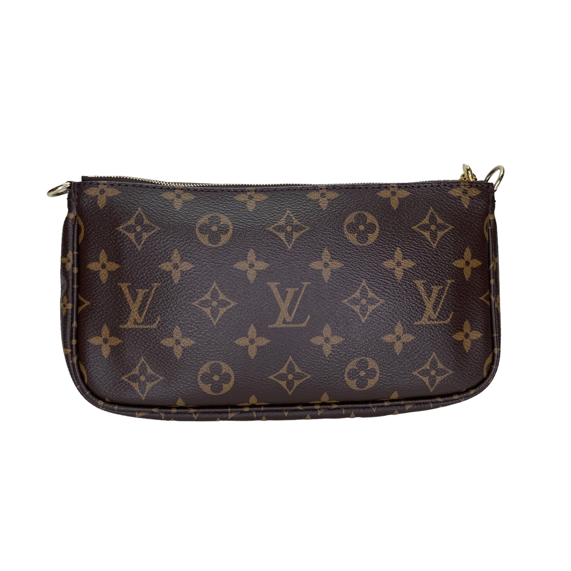 Multi-Pochette Accessoires Brown Crossbody Bag in Monogram Coated Canvas, Gold hardware