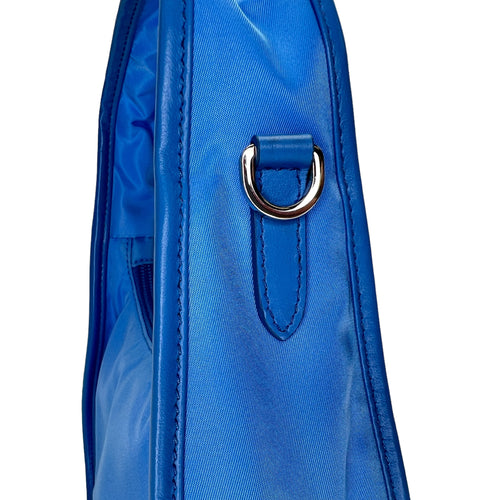 Re-Edition Blue Crossbody Bag in Re-Nylon, Silver hardware