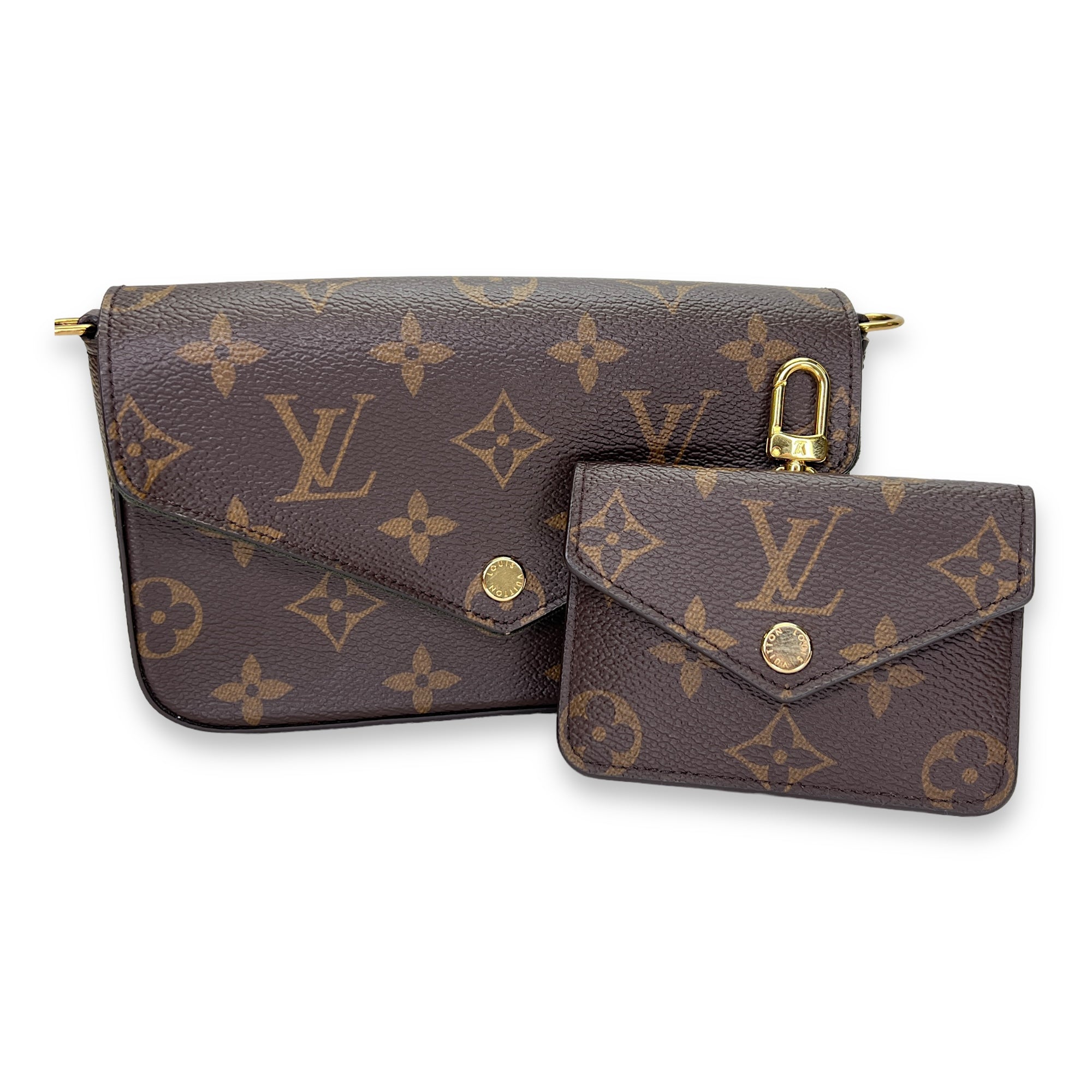 Felicie Crossbody Bag  Brown in Monogram Coated Canvas , Gold Hardware