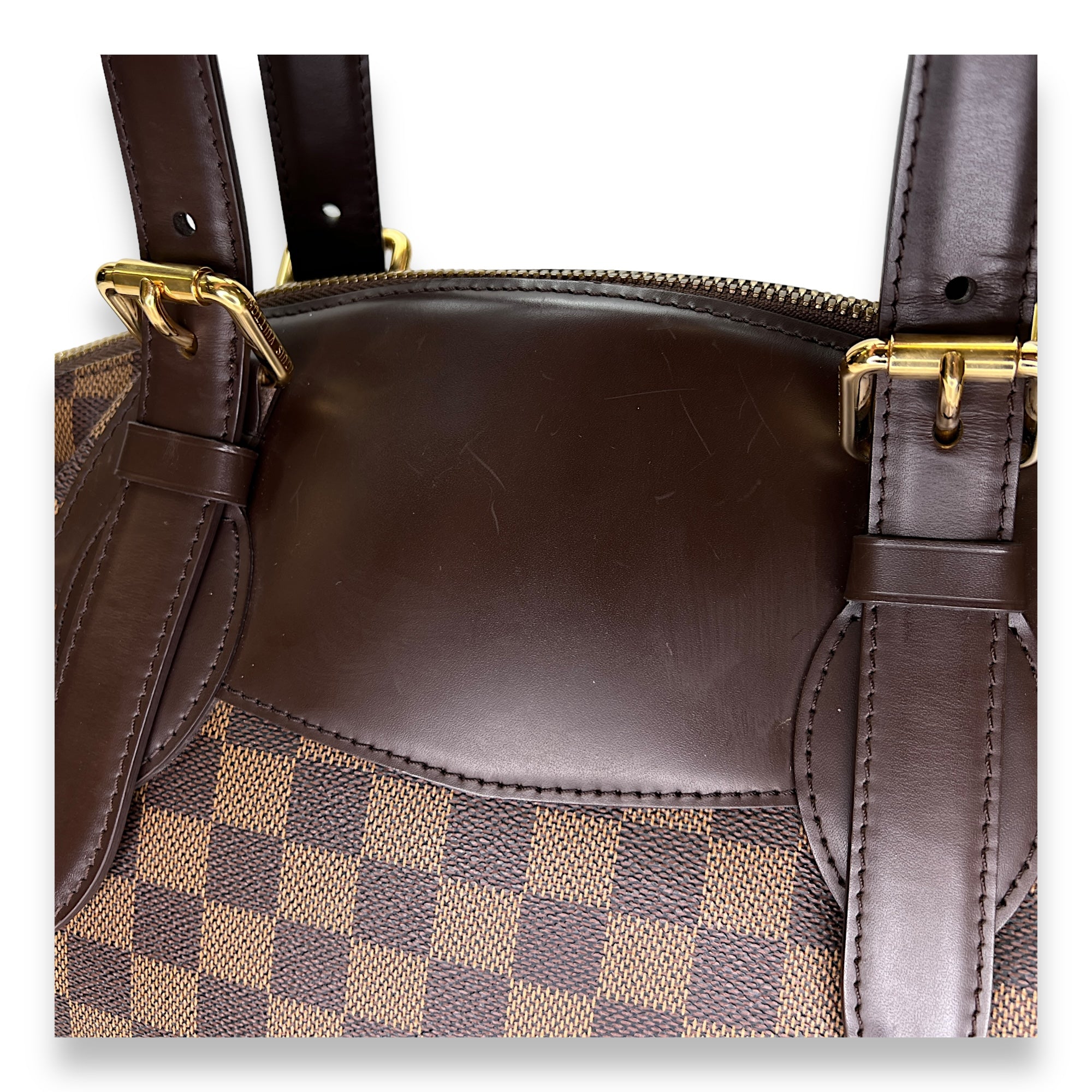 Verona MM Damier Ebene Shoulder Bag in Coated Canvas, Gold hardware