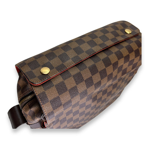 Naviglio Damier Ebene Messenger in Coated Canvas, Gold hardware