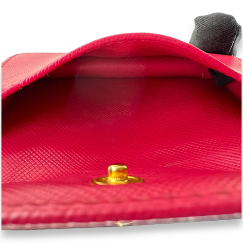 Flap Pink Wallet in Saffiano Leather, Gold hardware