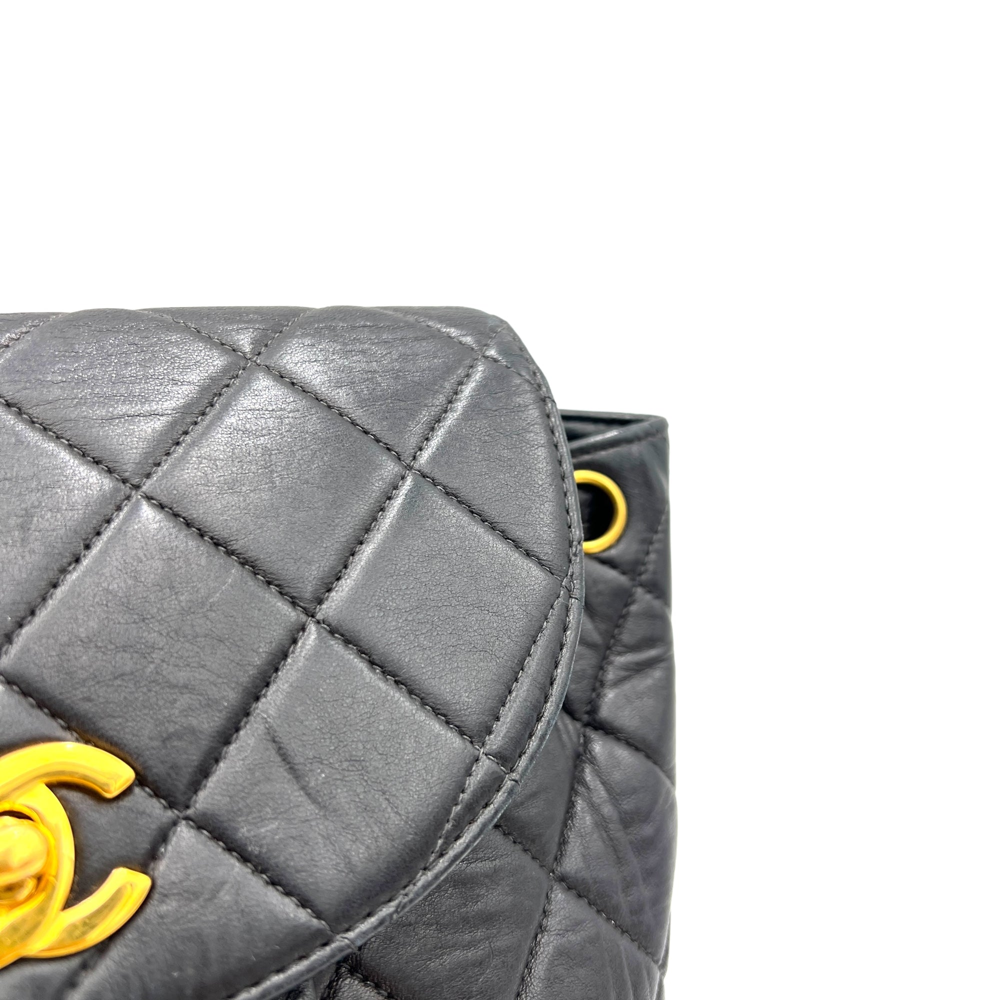 Vintage Black Backpack in Lambskin, Gold hardware