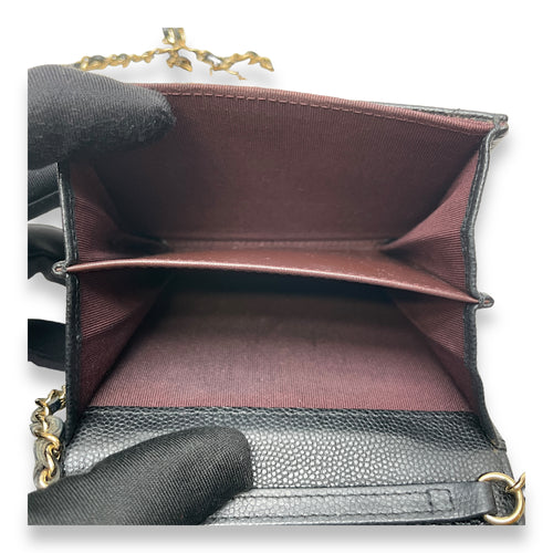 Classic Flap Cardholder Black Wallet On Chain in Caviar Leather, Gold hardware