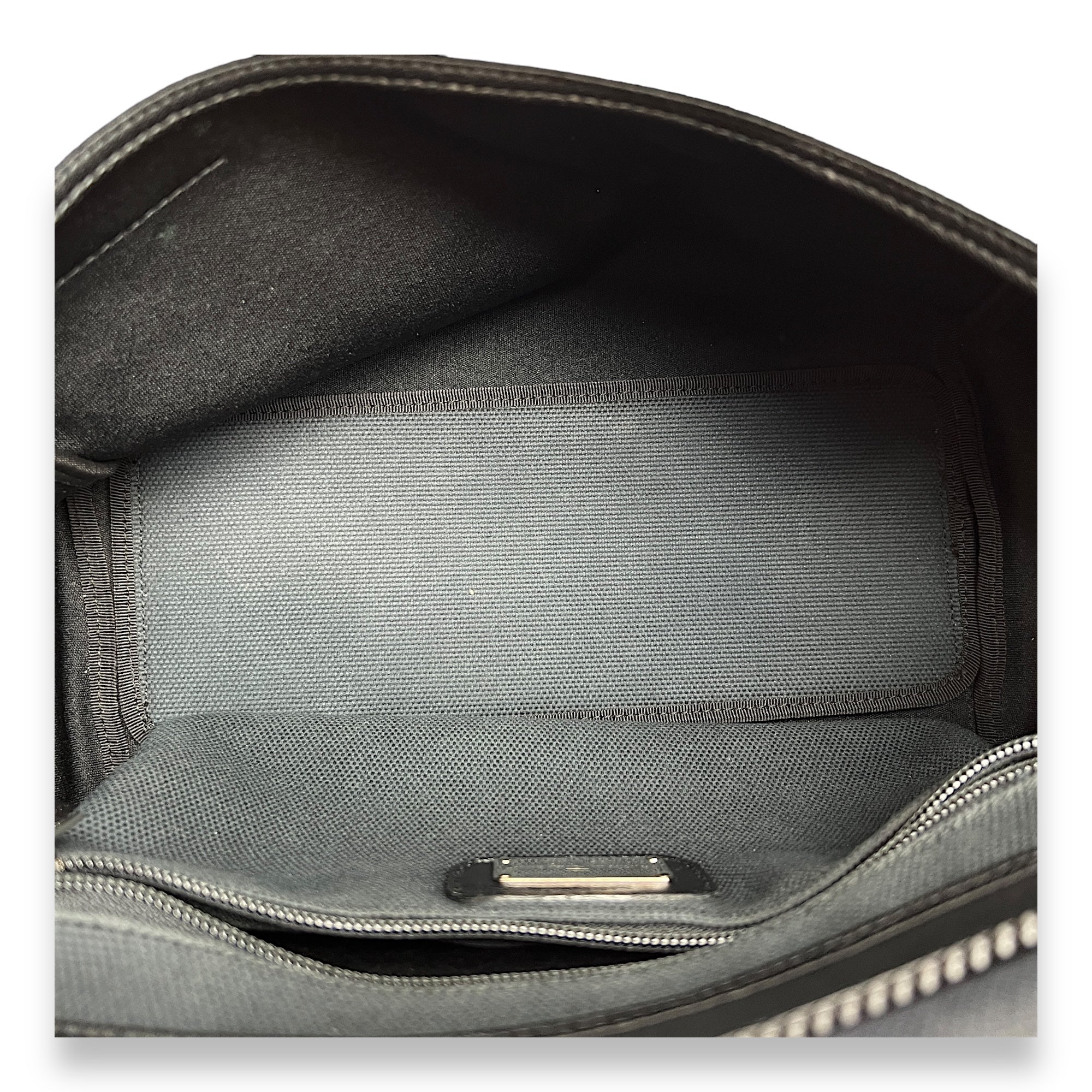 Gancini Navy Top Handle Bag in Canvas, Silver hardware