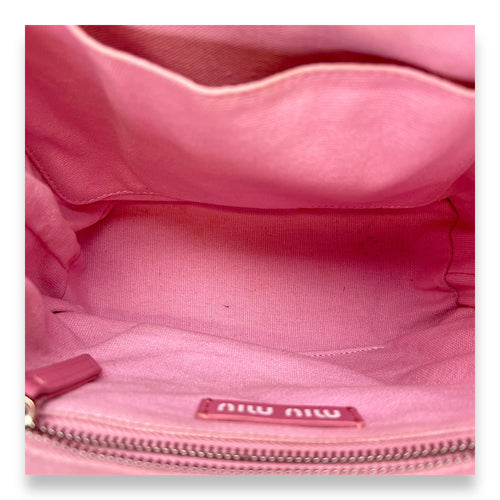 Woven Intrecciato Small Pink Top Handle Bag in Lambskin, Silver hardware