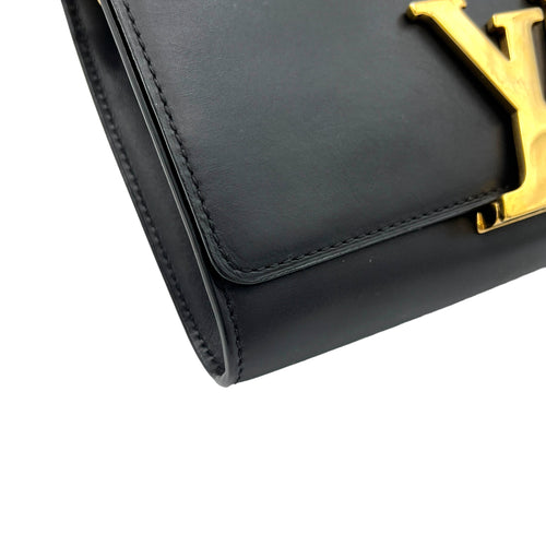 Louise Crossbody Bag  Black in Calfskin , Gold Hardware